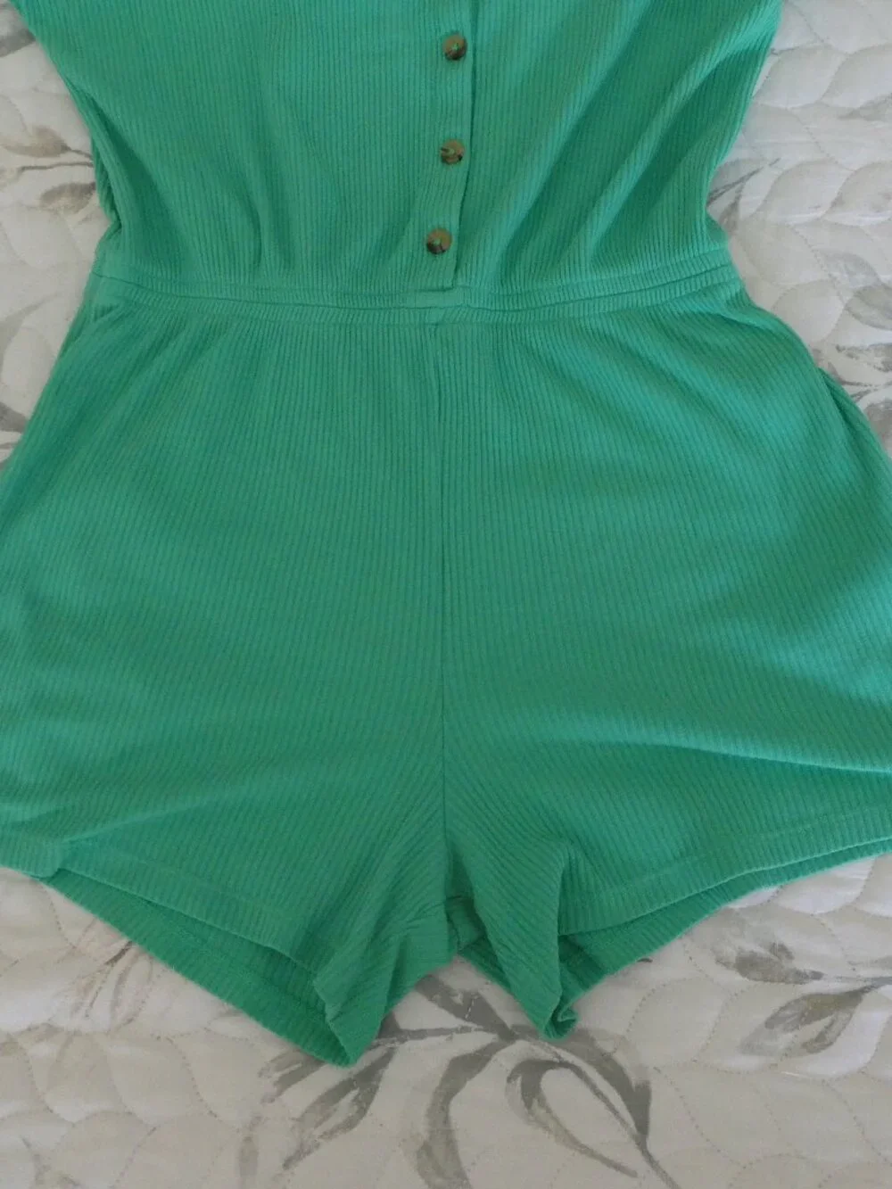 Old Navy Girls Green Ribbed Henley Romper Size XL (14-16) - Picture 6 of 7